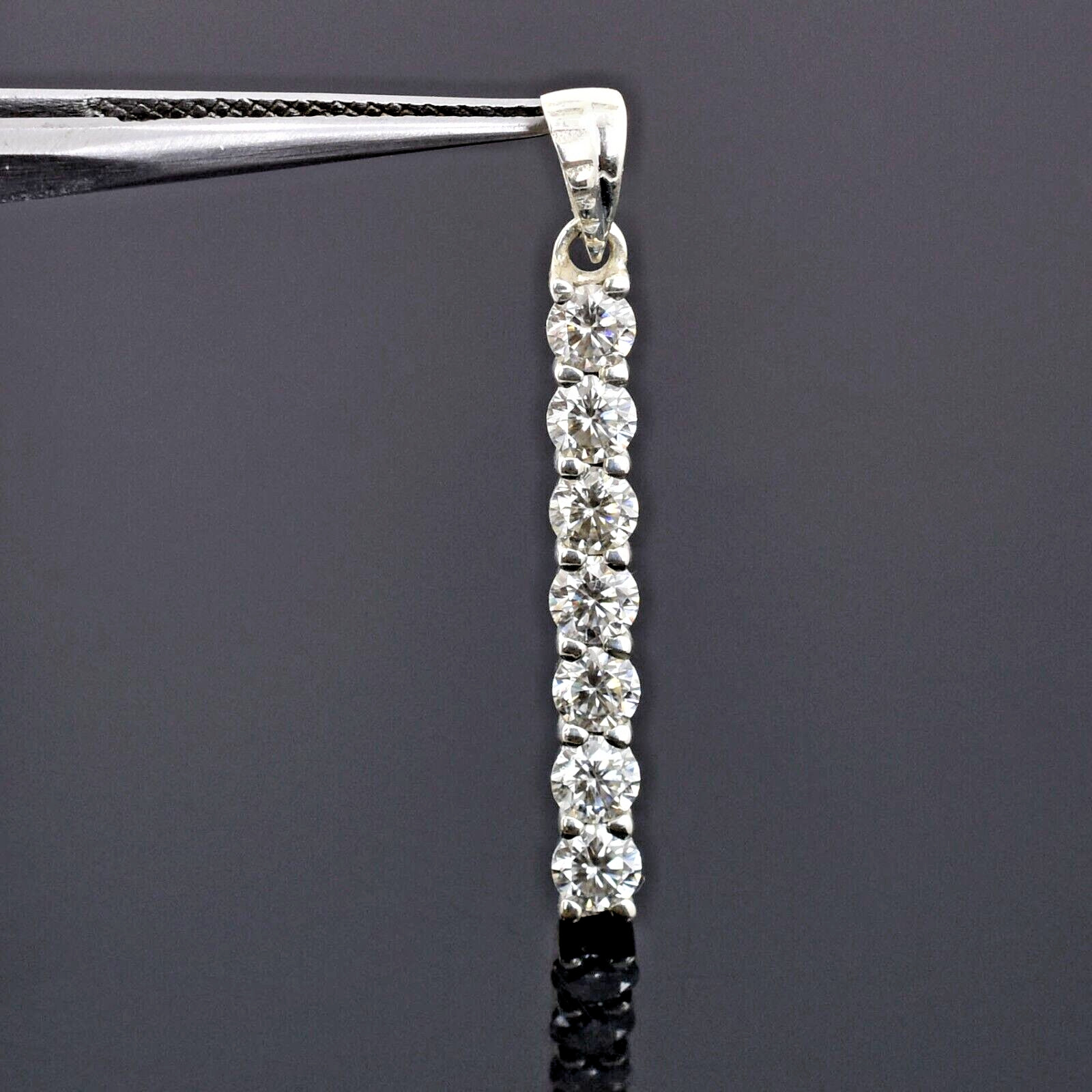 Diamond Solitaire Pendant. Certified. Earth mined. 925 Silver ! Great Luster!