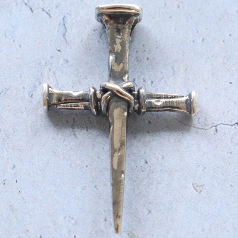 9.5g Cross Of Nails Christianity Pendant Real 925 SOLID STERLING SILVER Pendant