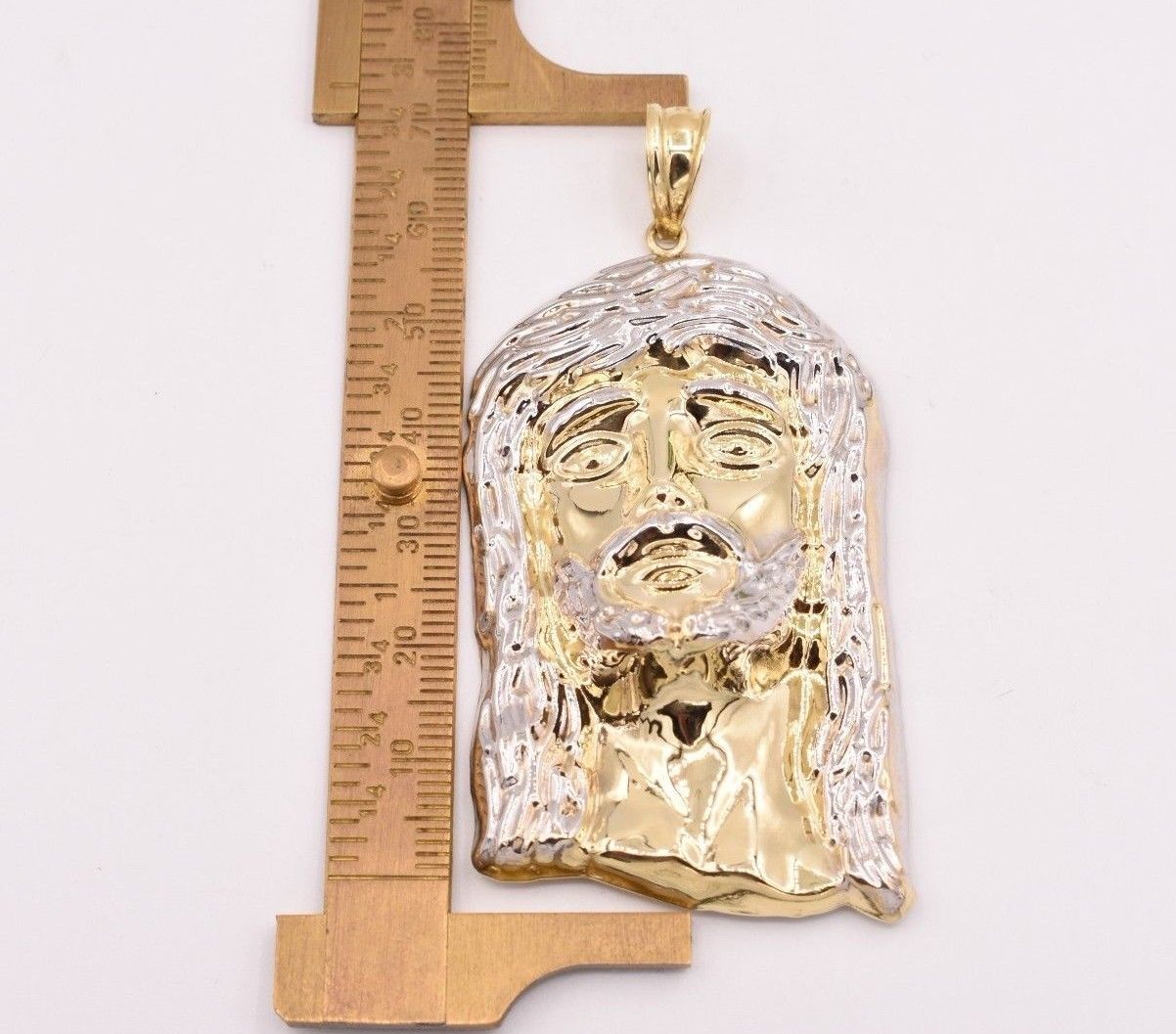 3″ Huge Men’s Diamond Cut Jesus Head Charm Pendant Real 10K Yellow White Gold
