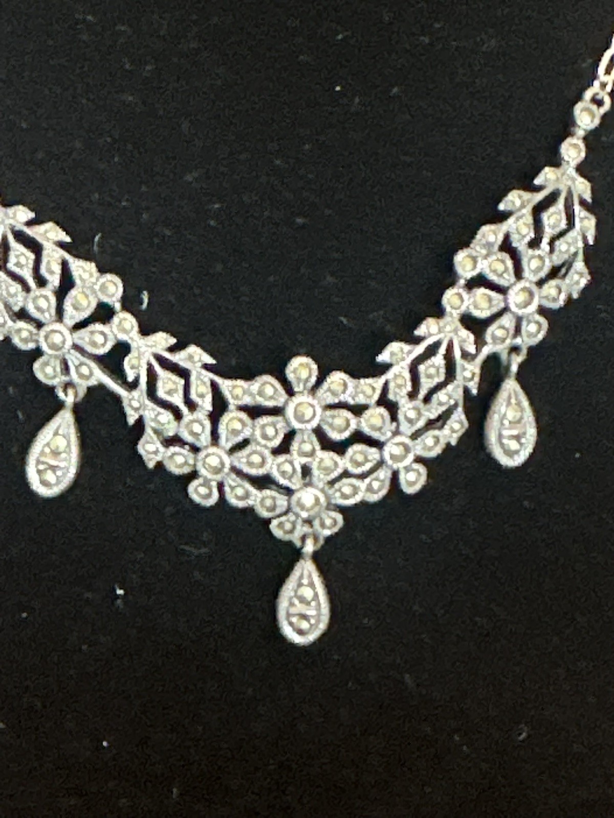 Stunning Sterling Silver & Marcasite Necklace Judith Jack Retro 2000 LE