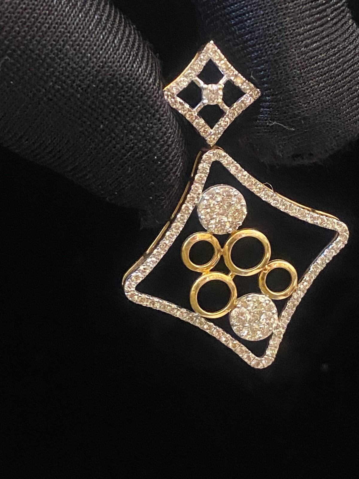 Pave 1.22 Cts Round Brilliant Cut Natural Diamond Pendant In 14K Gold