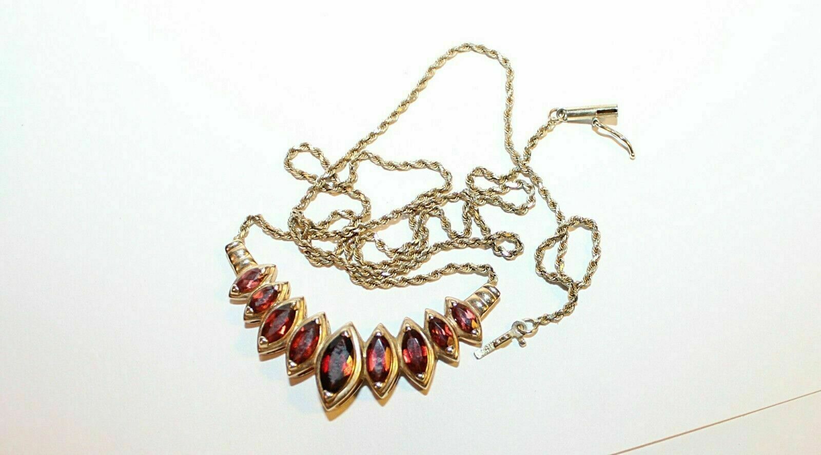 3Ct Marquise Cut Red Garnet “Tanmania” Necklace 14K Yellow Gold Finish