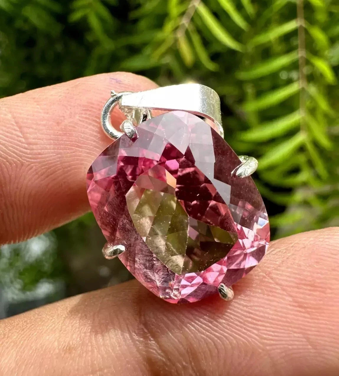 Natural Cushion Cut Padparadscha Sapphire 35 Ct 925 Silver Pendant Gemstone