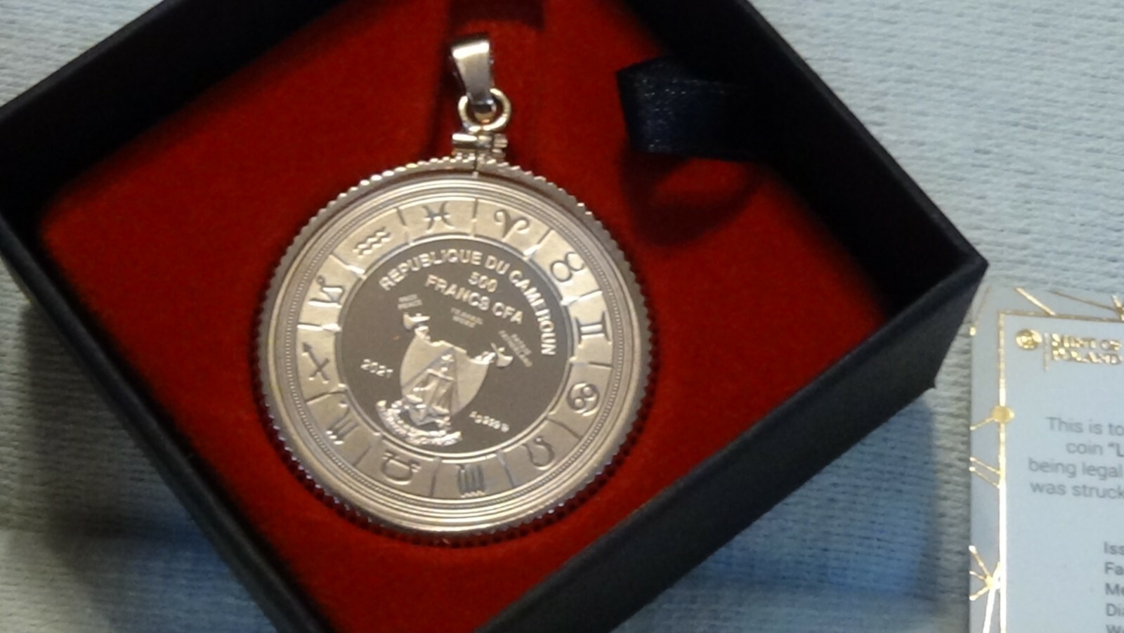 2021 Zodiac Silver Coin Pendant .999 Fine Silver | Rose Gold Bezel | COA 1 /999