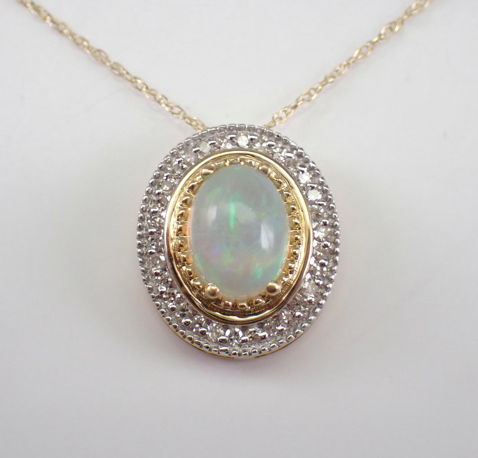 2 Ct Oval Lab Created Fire Opal Halo Pendant Necklace 14K Yellow Gold Plated