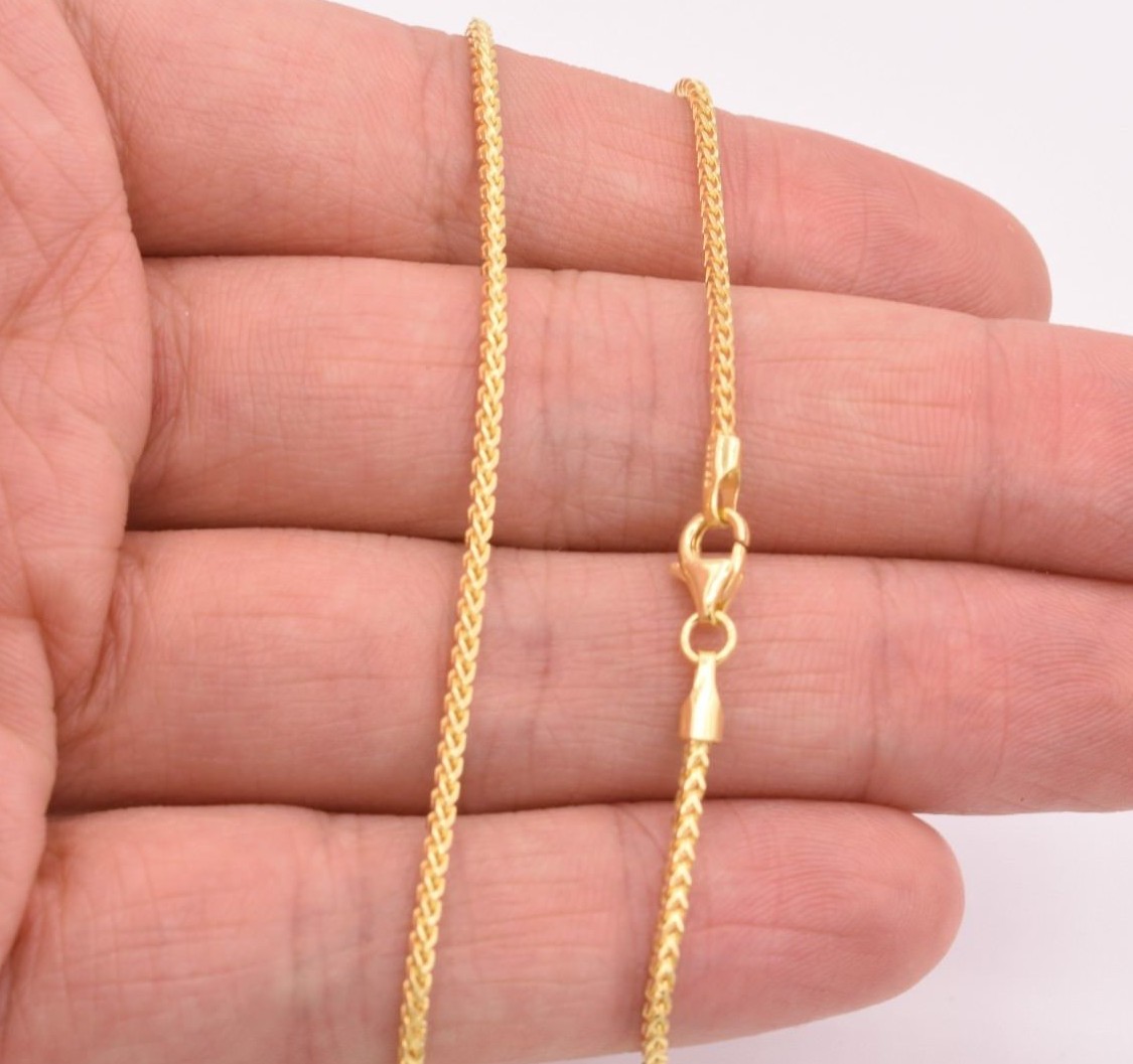 1.5mm Franco Solid Chain Necklace 14K Yellow Gold-Plated Sterling Silver 925