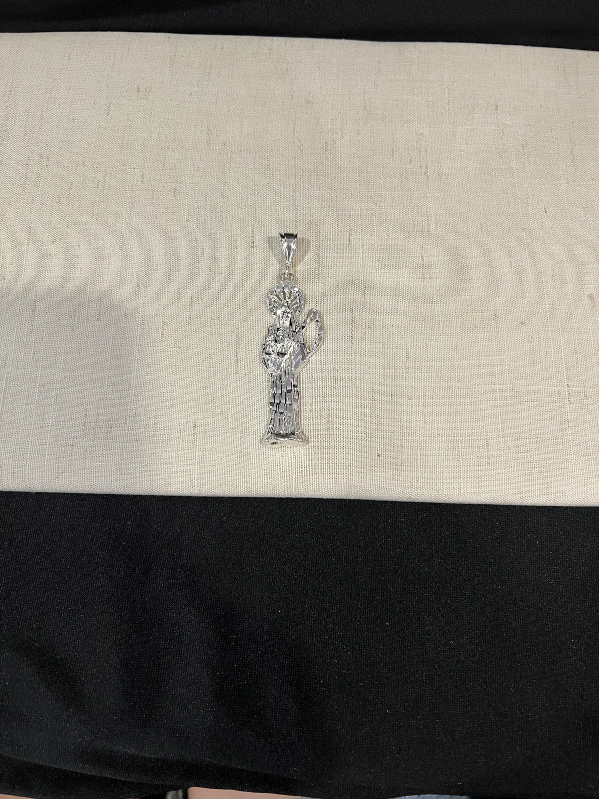 925 Sterling Silver Men Women Big Santa Muerte Grim Reaper Holy Death Pendant