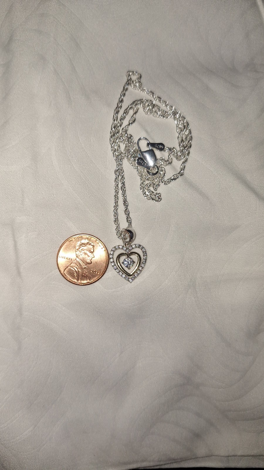 10K Multi-Tone Gold Heart Pendant Necklace w/ Prong-Set White Diamond