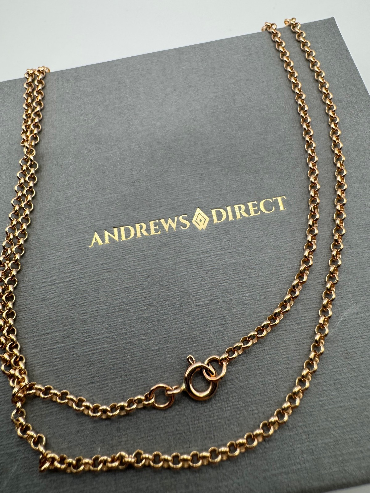 💕 🇬🇧 9ct Rose Gold MADE IN UK 🇬🇧 2.25mm Belcher Chain 16″ / 40cm (RBBL)