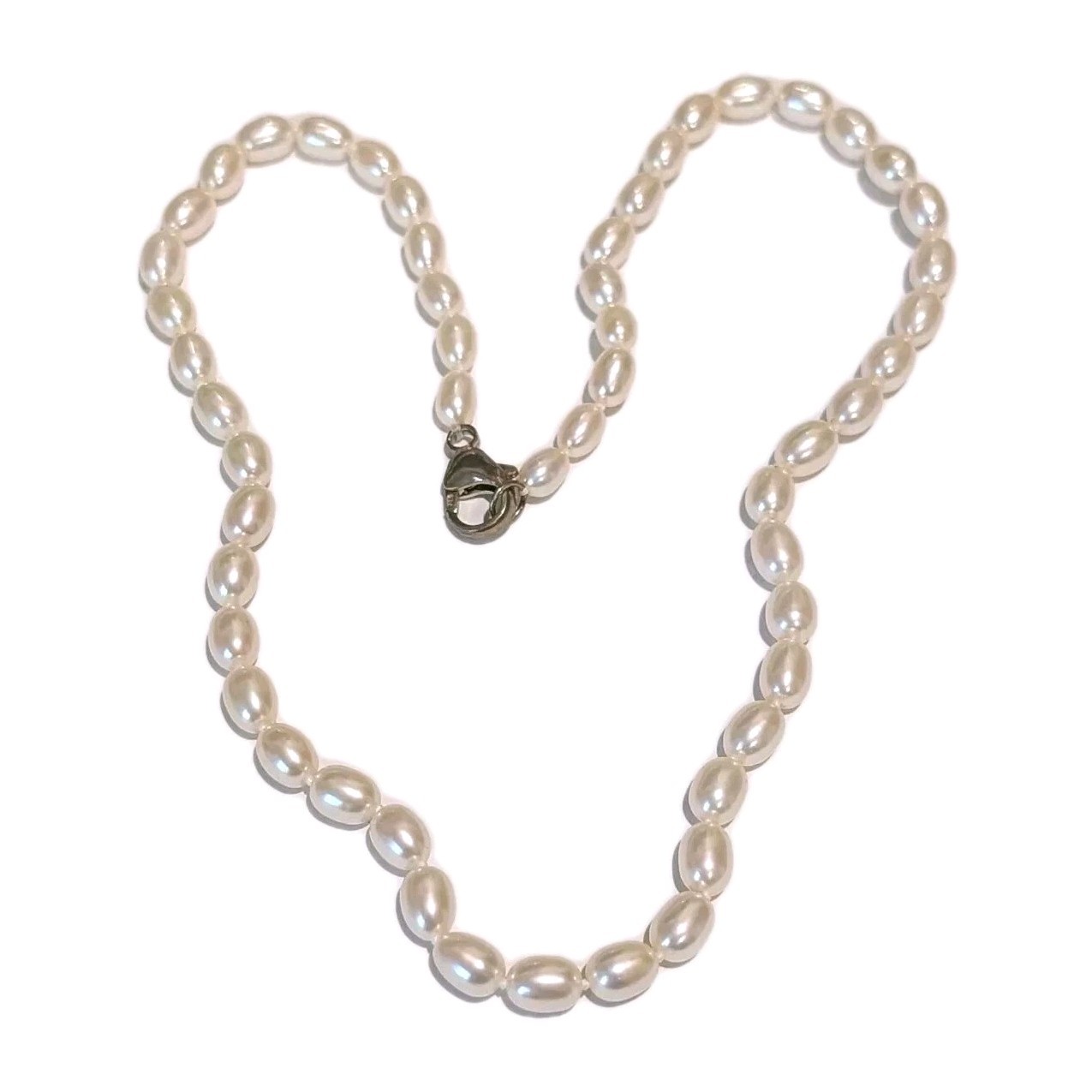 Vintage Sterling Silver 6-8mm Genuine Cream Baroque Pearls 18″ Necklace
