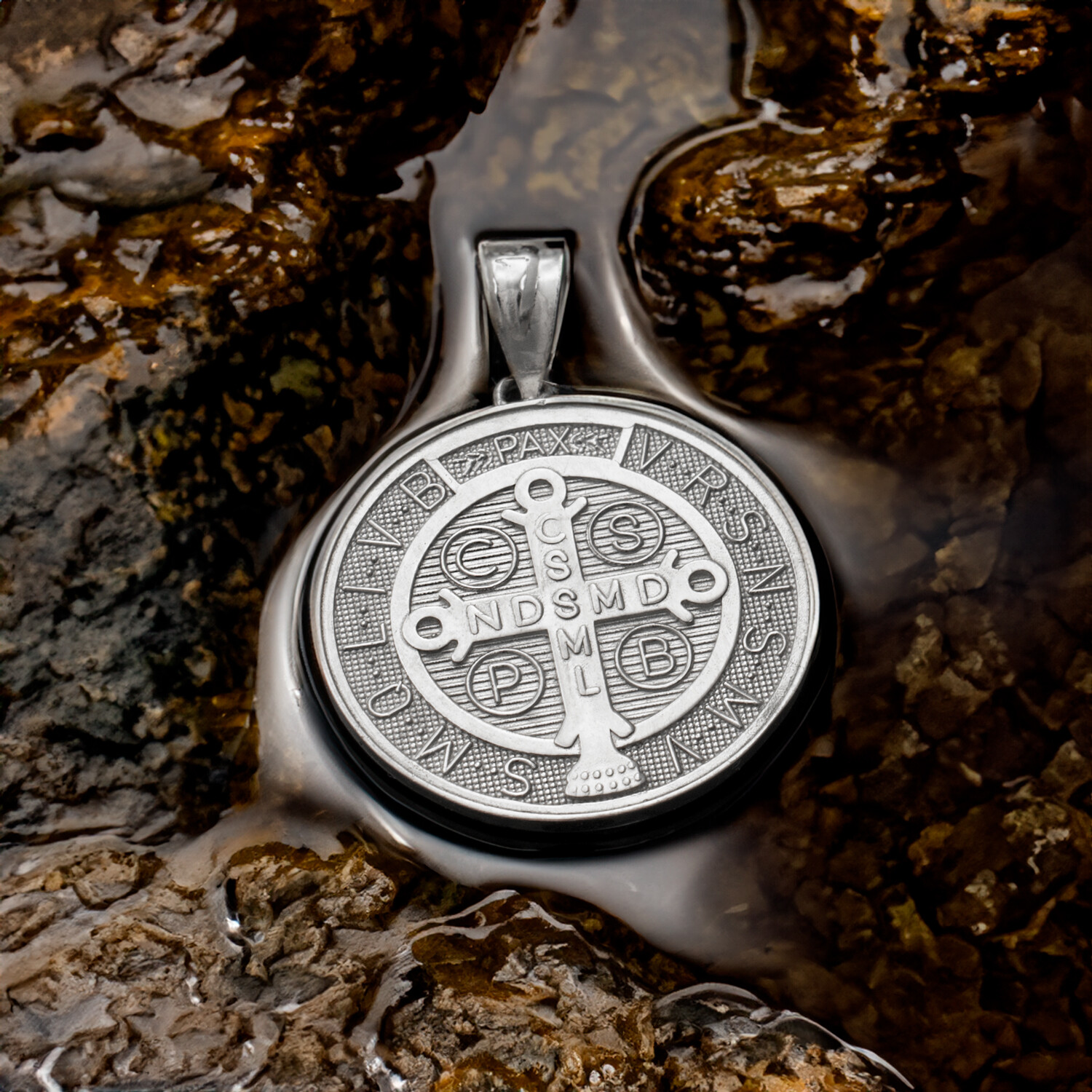 Gold Saint Benedict Medal Reversible Pendant Necklace – 10k & 14k Yellow, White