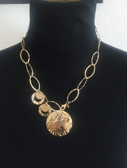 Michael Anthony Sterling Silver Chain Link Necklace Signed 925 Turkey Gold-Tone