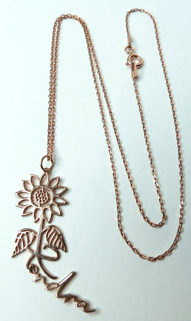 WOMENS SUNFLOWER KENDRA STERLING SILVER NECKLACE 18″ LONG
