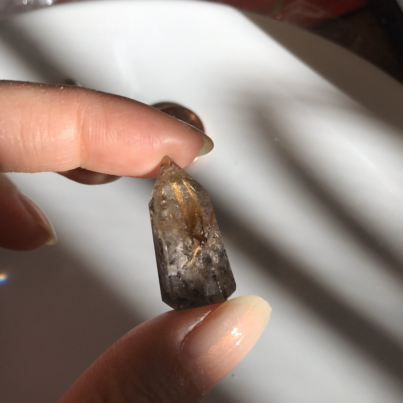 US SELLER Natural Green Phantom Quartz Pendant Pointed Tower Crystal Gem 26