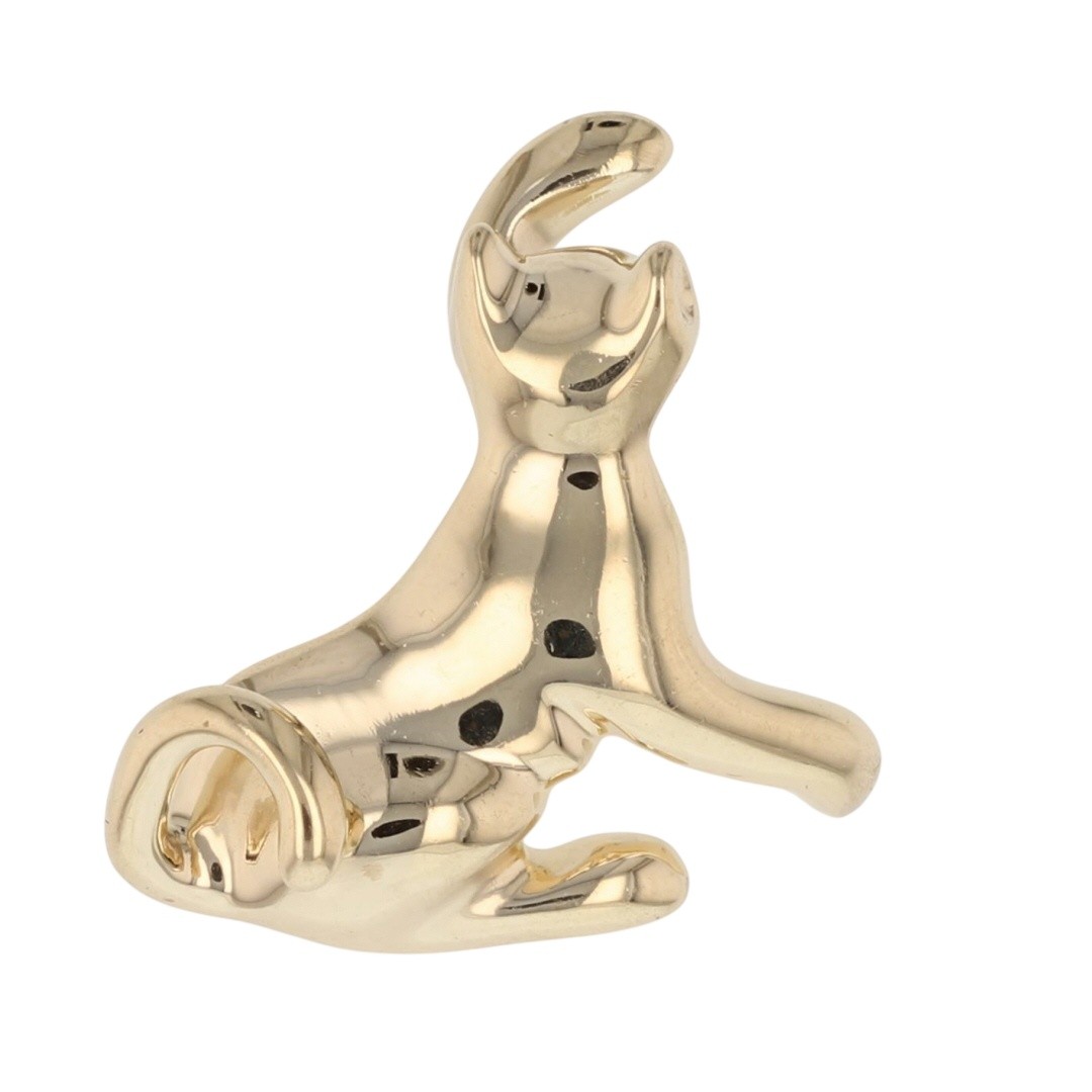 1″ Polished Playful Cat Pendant without Chain 14k Yellow Gold 7.60 Grams
