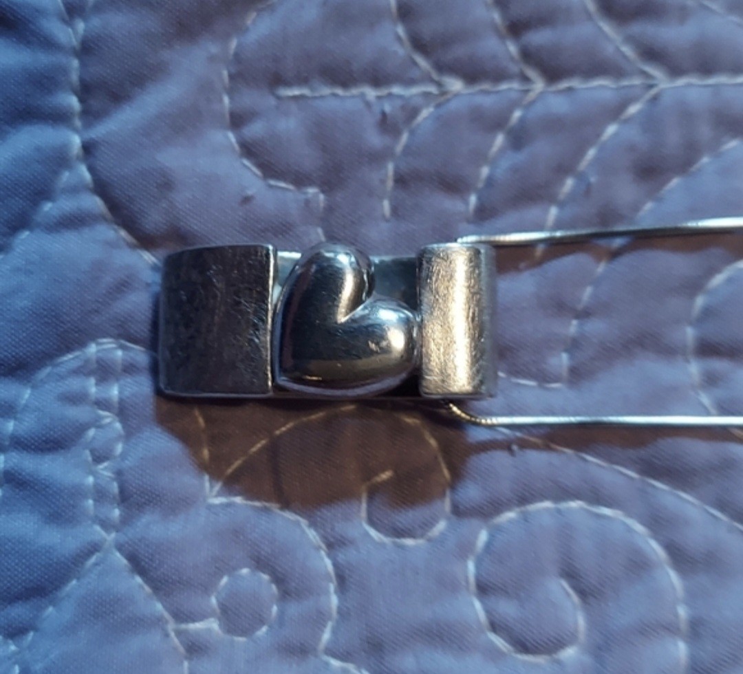 Y2k BAB .925 Sterling Silver Heart Slide and 14″ + .925 Sterling Necklace SET