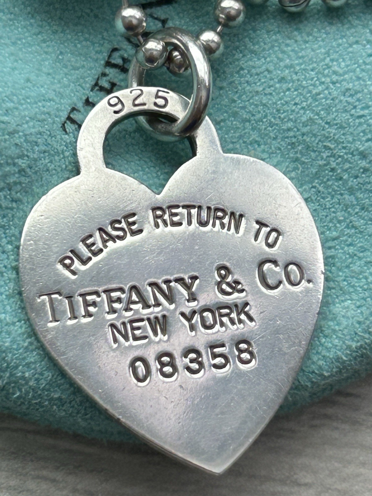 Tiffany & Co. Return to Tiffany 925 Silver Heart Tag Ball Chain Necklace