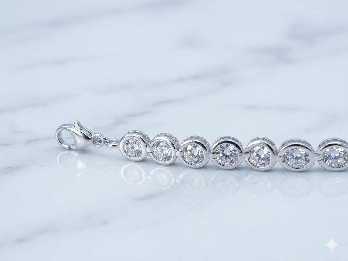 HUGE 5mm White Diamond 22 Inches Tennis Necklace – FREE Diamond studs & Tariffs.