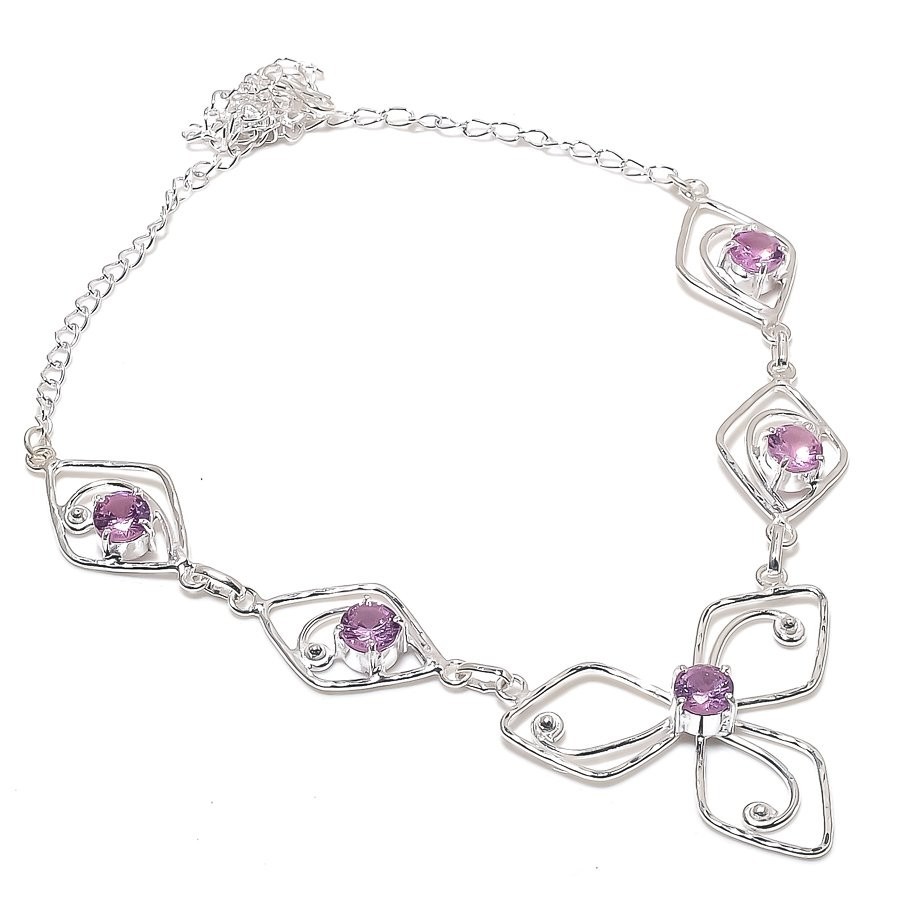 Pink Kunzite Gemstone Handmade 925 Sterling Silver Jewelry Necklace Size 18″