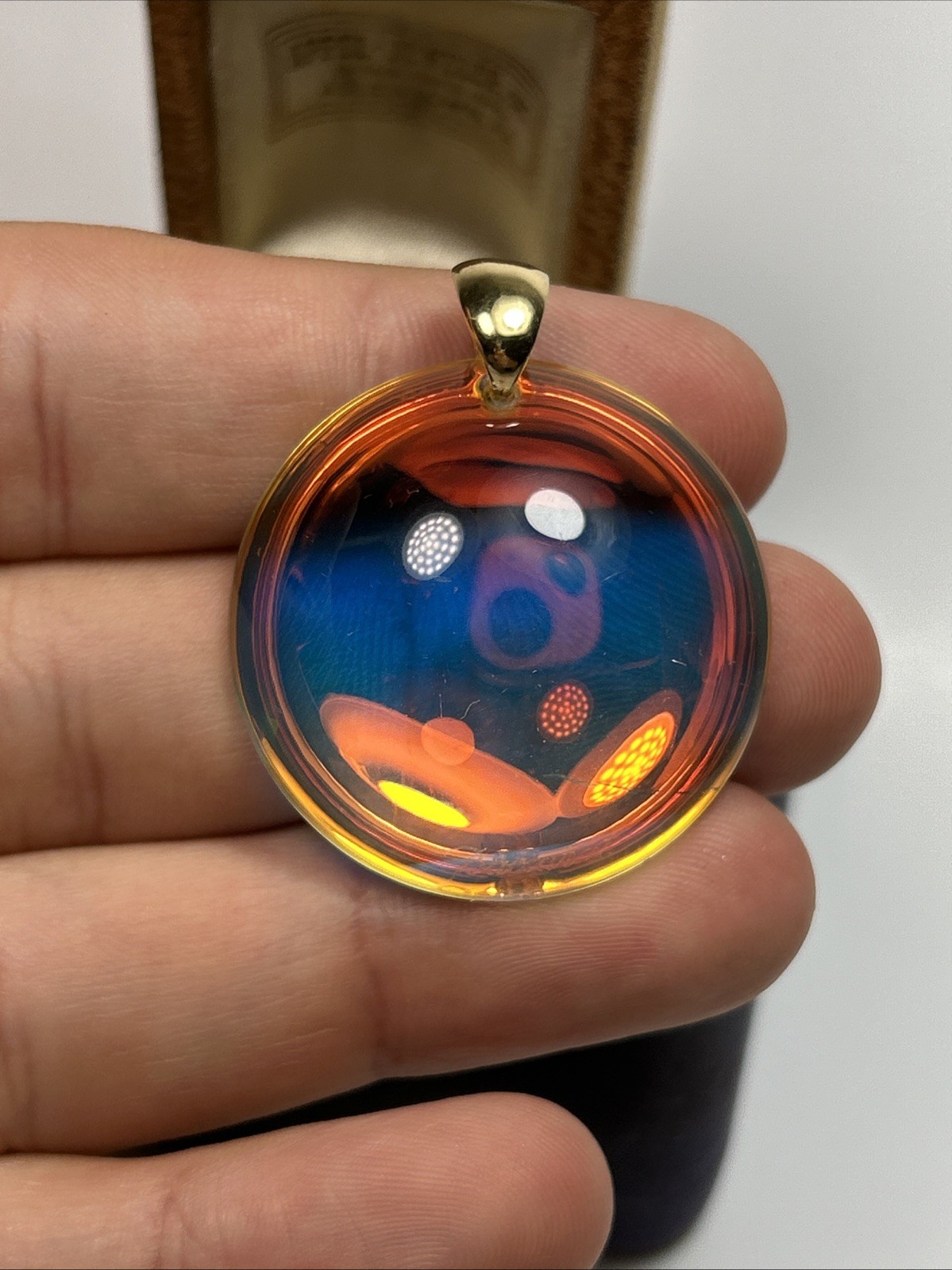 Baccarat Eclipse 18k Yellow Gold Bail Round Rainbow Crystal Pendant