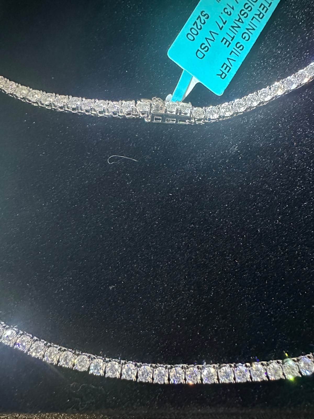 20” 925 Silver Moissanite Tennis Necklace, 13.77 CTTW, 3mm, VVSD