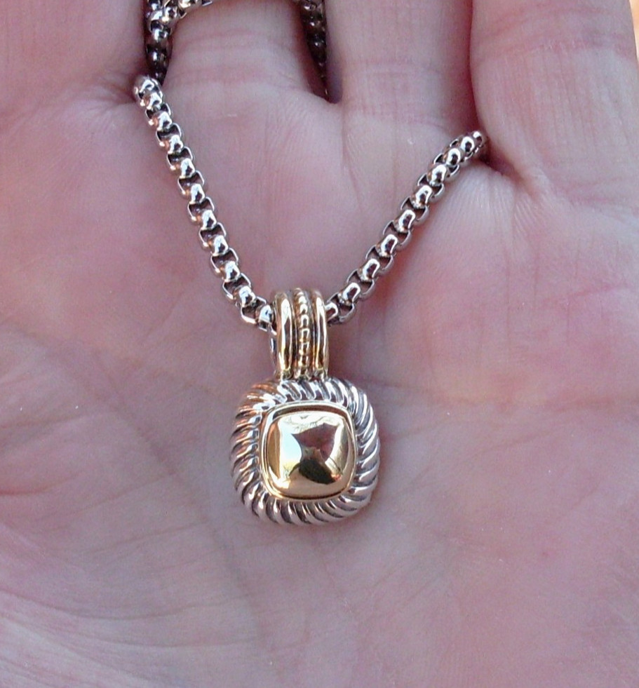 Retired David Yurman Albion Gold Dome Enhancer Pendant w/Chain – 14K/925
