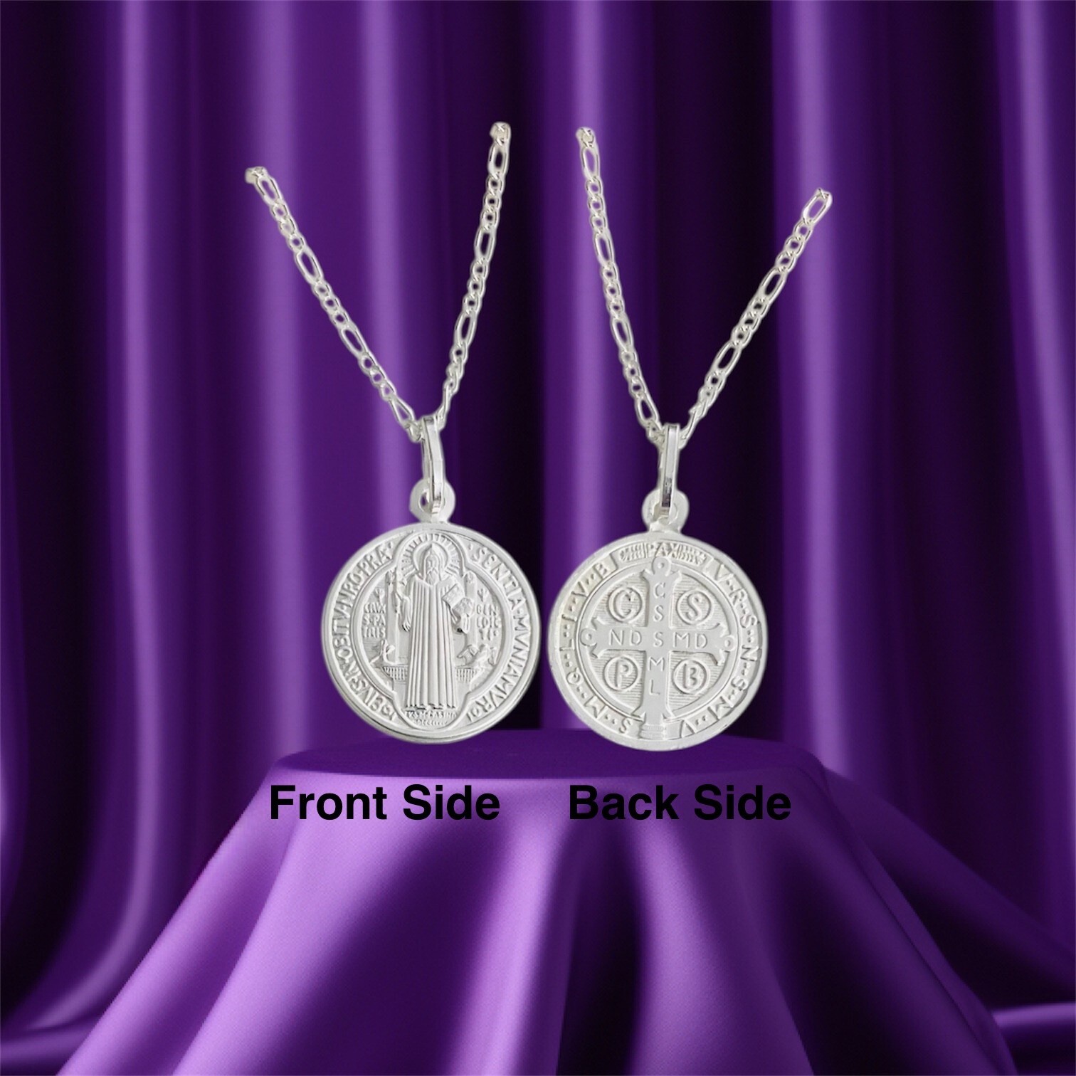 925 Sterling Silver Saint Benedict Pendant Necklace- 18mm San Benito Medal- P158