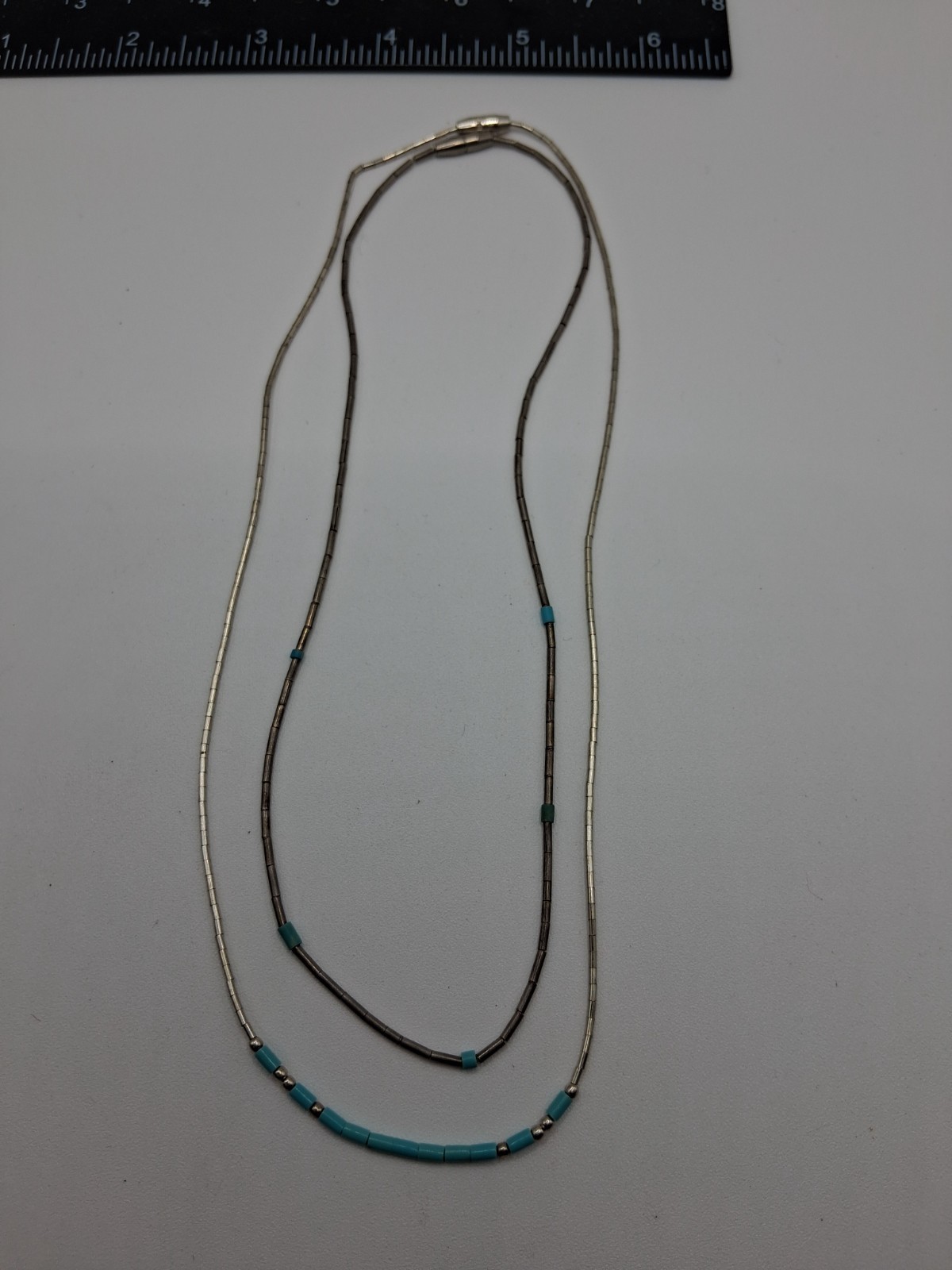 Lot of 2 Thin Liquid Sterling Silver Necklaces 14.5″ and 16″ Barrel Clasps