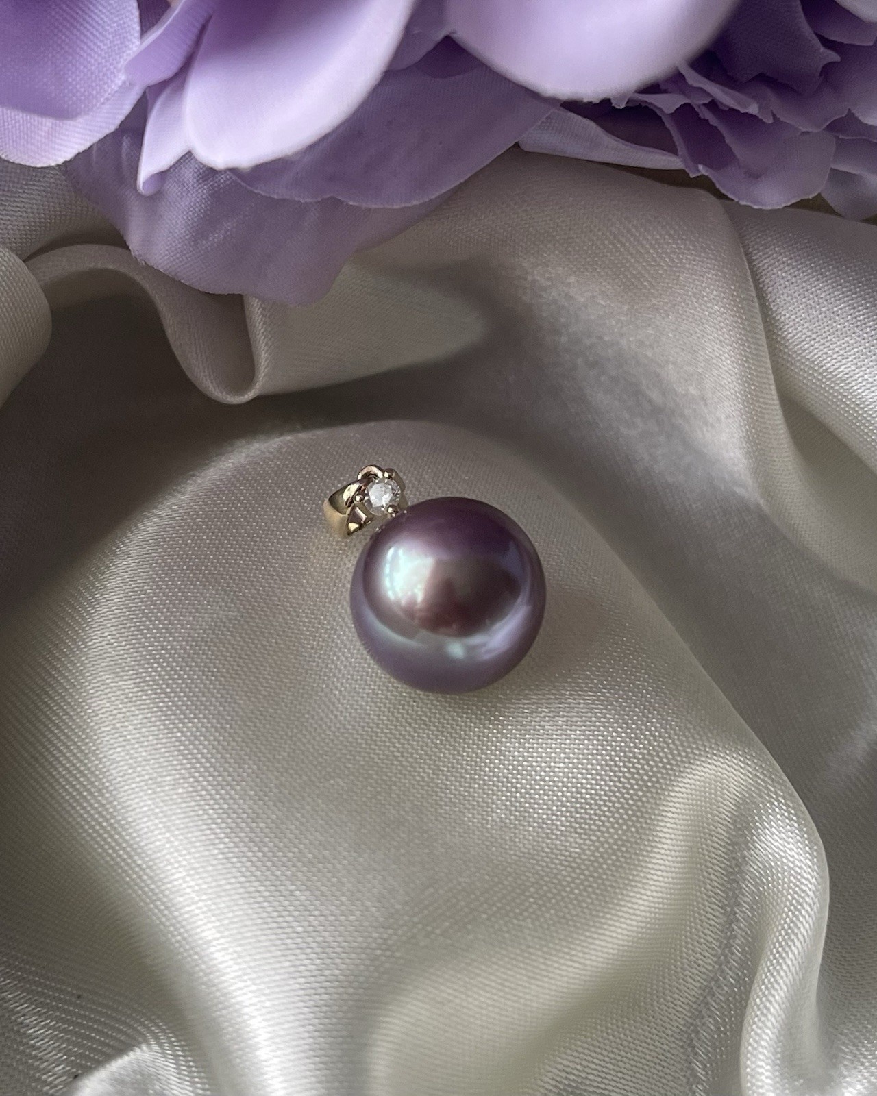 New Genuine Natural Lavender Colored Edison Pearl Diamond Pendant