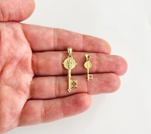 14K Solid Gold Saint Benedict Key Pendant, Real Gold Saint Benedict Key – PT0738