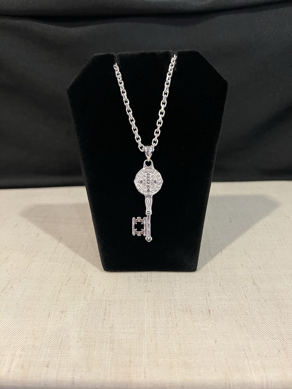 925 Sterling Silver Mens St Benedict Key San Benito Llave & Forz Chain 20 24 30