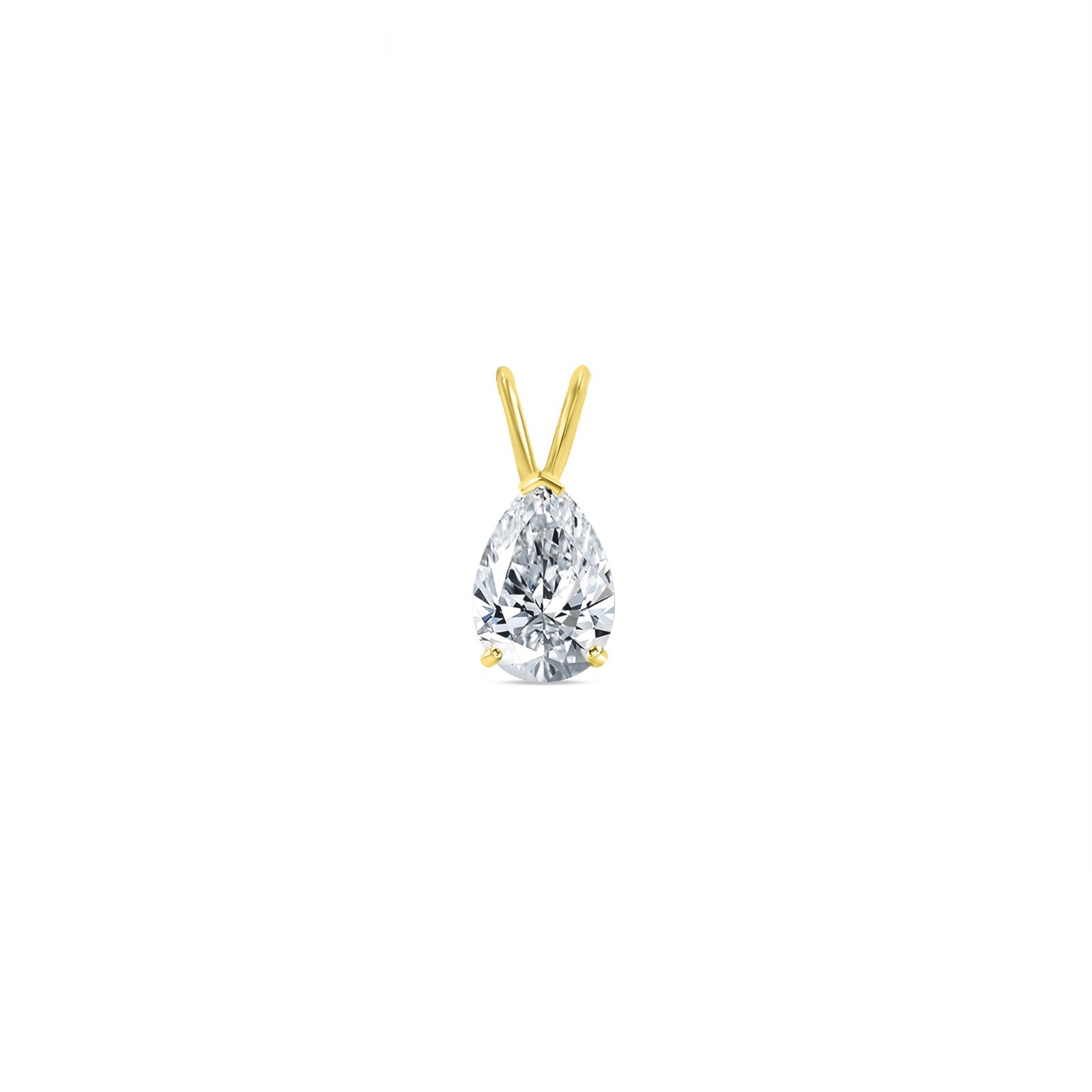 3 Ct Pear Lab Created Diamond Solid 18K Yellow Gold Solitaire Pendant Necklace