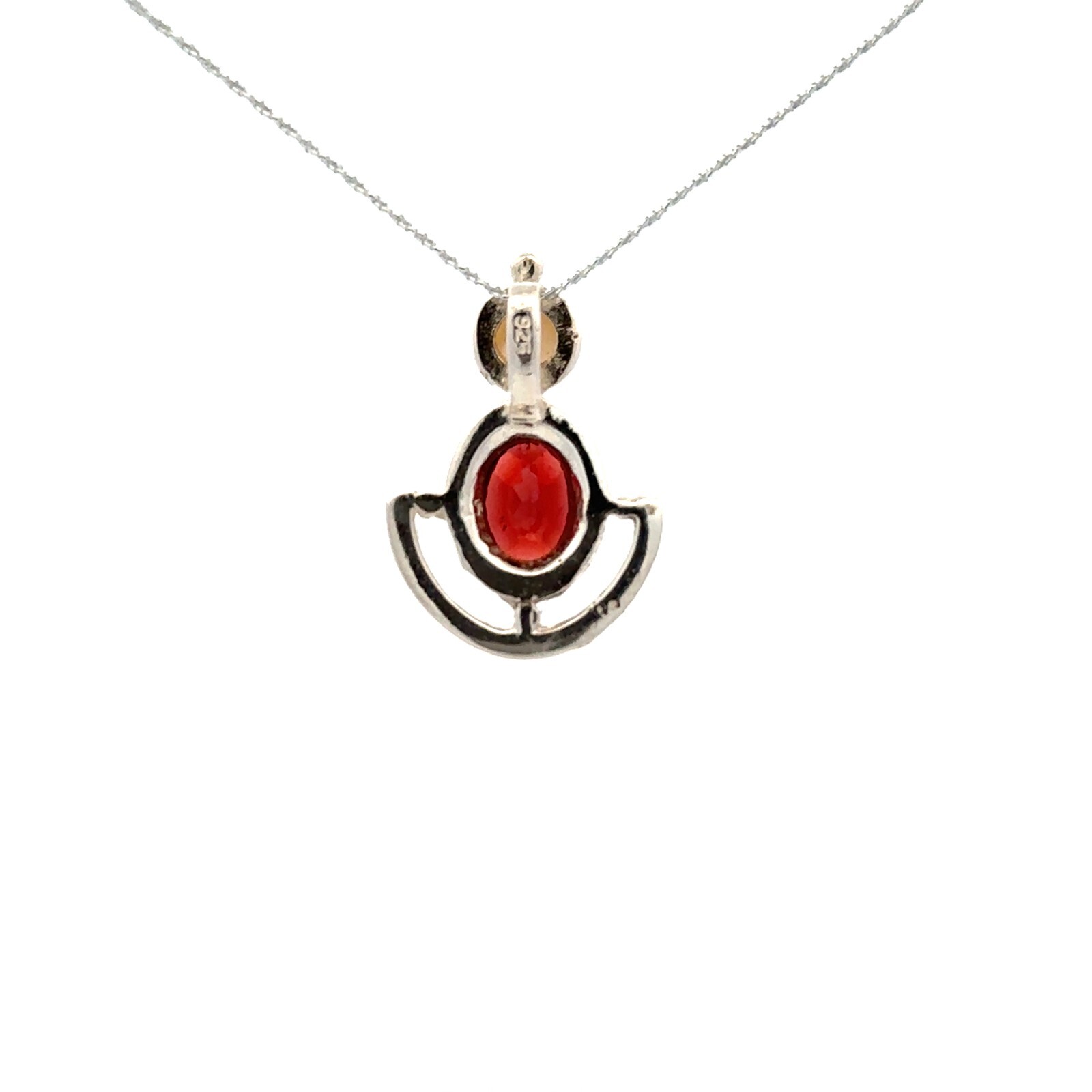 Sterling Silver Garnet And Freshwater Pearl Pendant (5/8 x 7/8 Inch)
