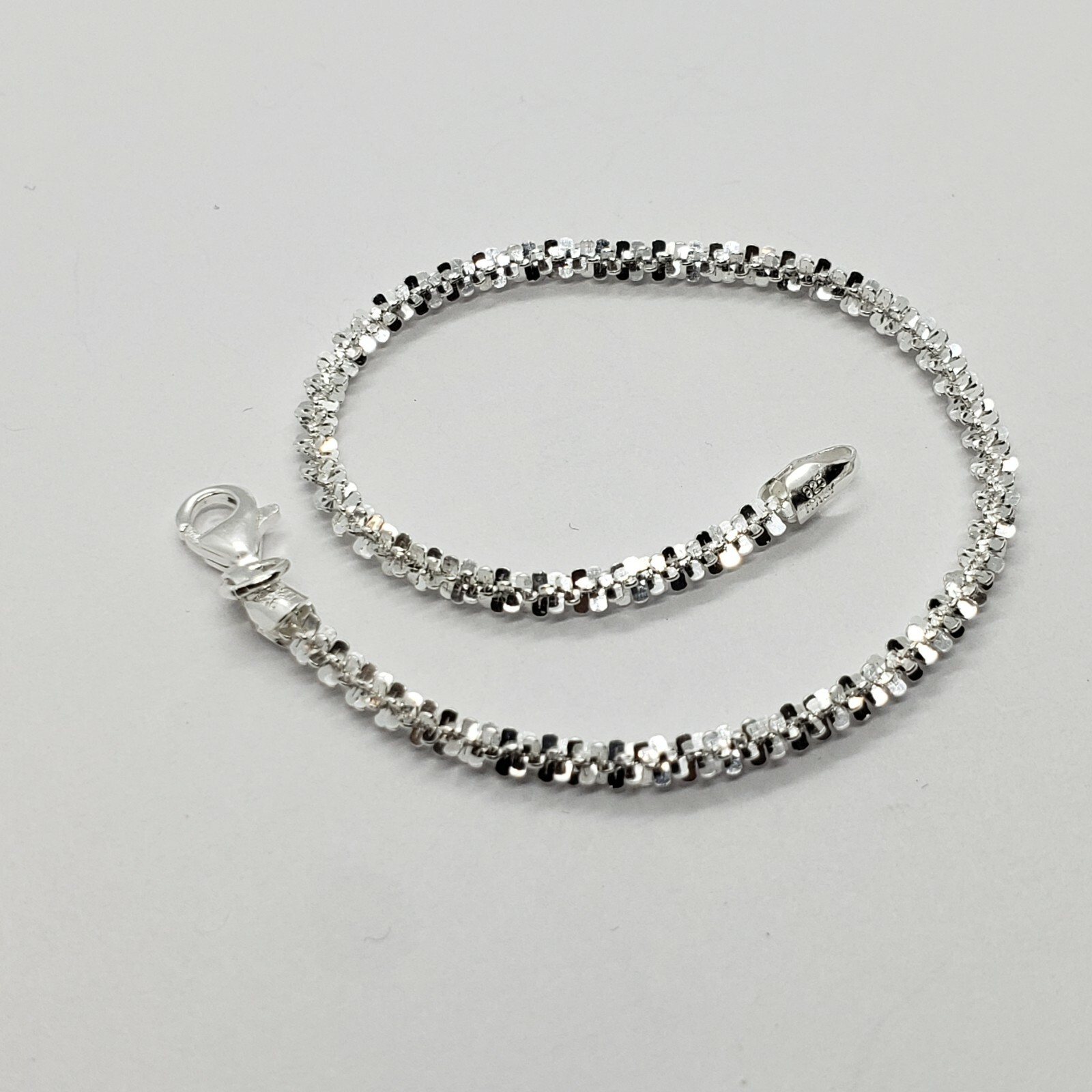 Sterling Silver Sparkle Rock Chain Necklaces & Bracelets 1.8mm Diamond Cut 7-24″