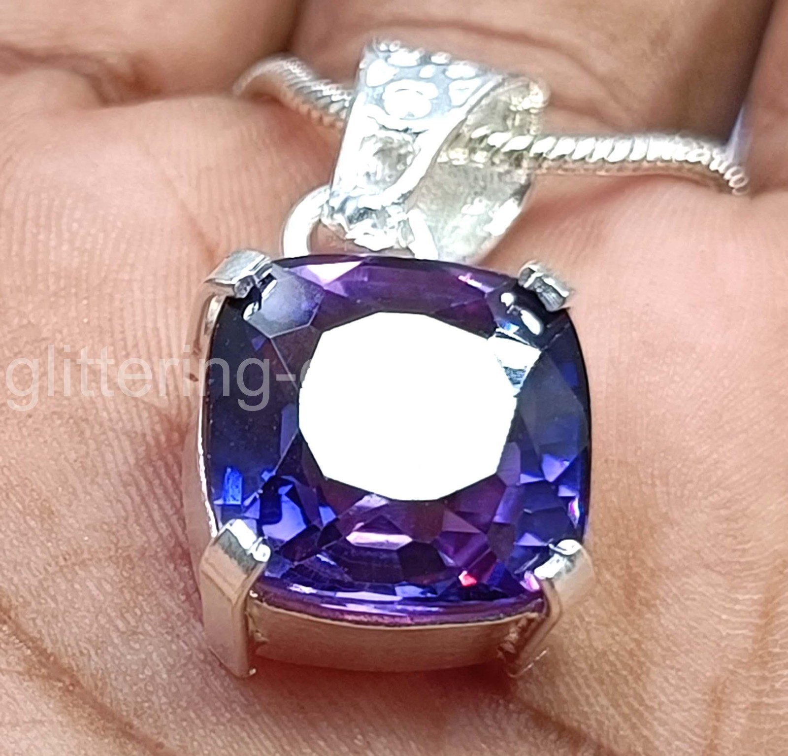 25.20 Ct Natural Color Change Alexandrite Pendant 925 Sterling Silver Gems 5AOA