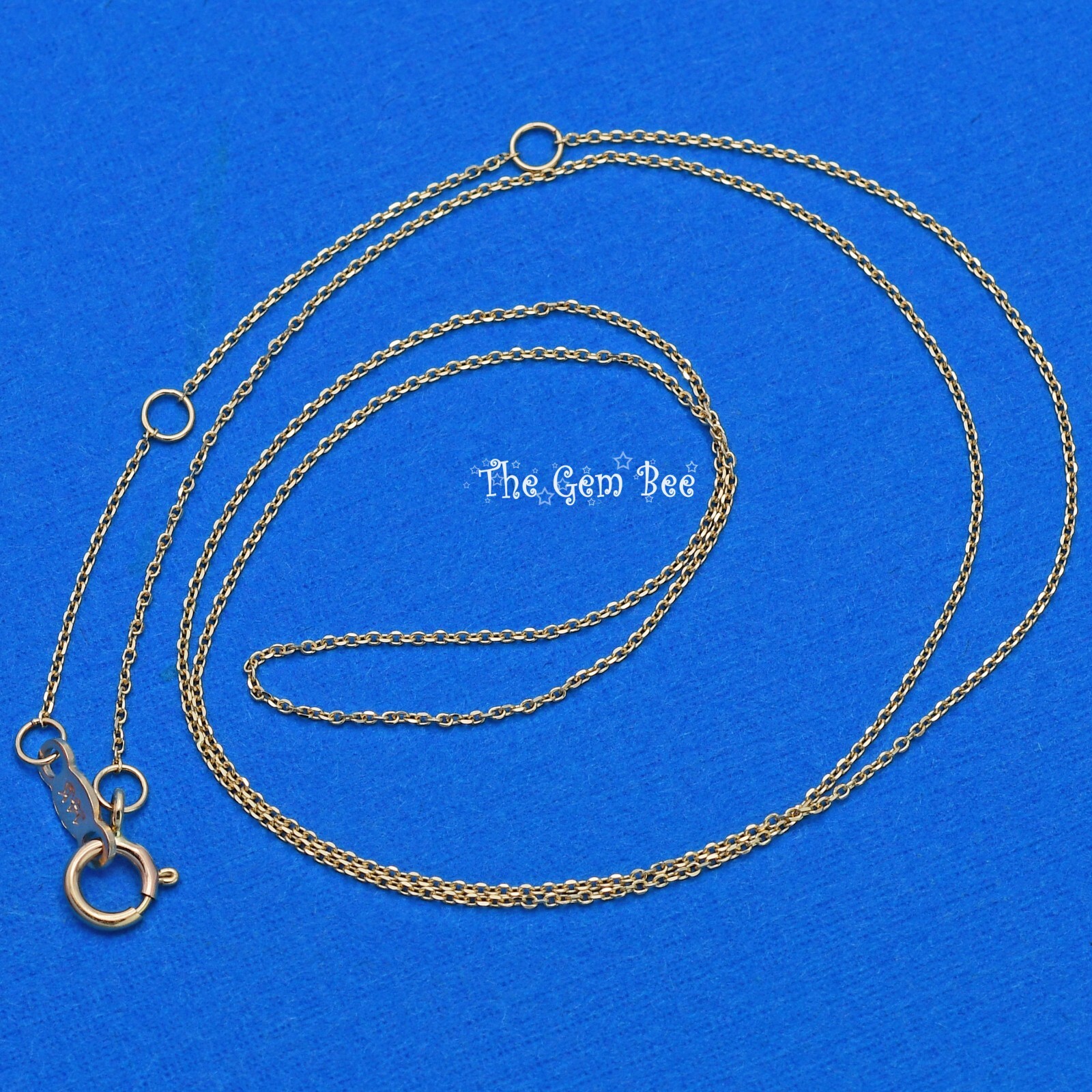 14K Yellow GOLD 0.8mm Cable Chain Necklace 16 17 18 inch Adjustable Length clasp