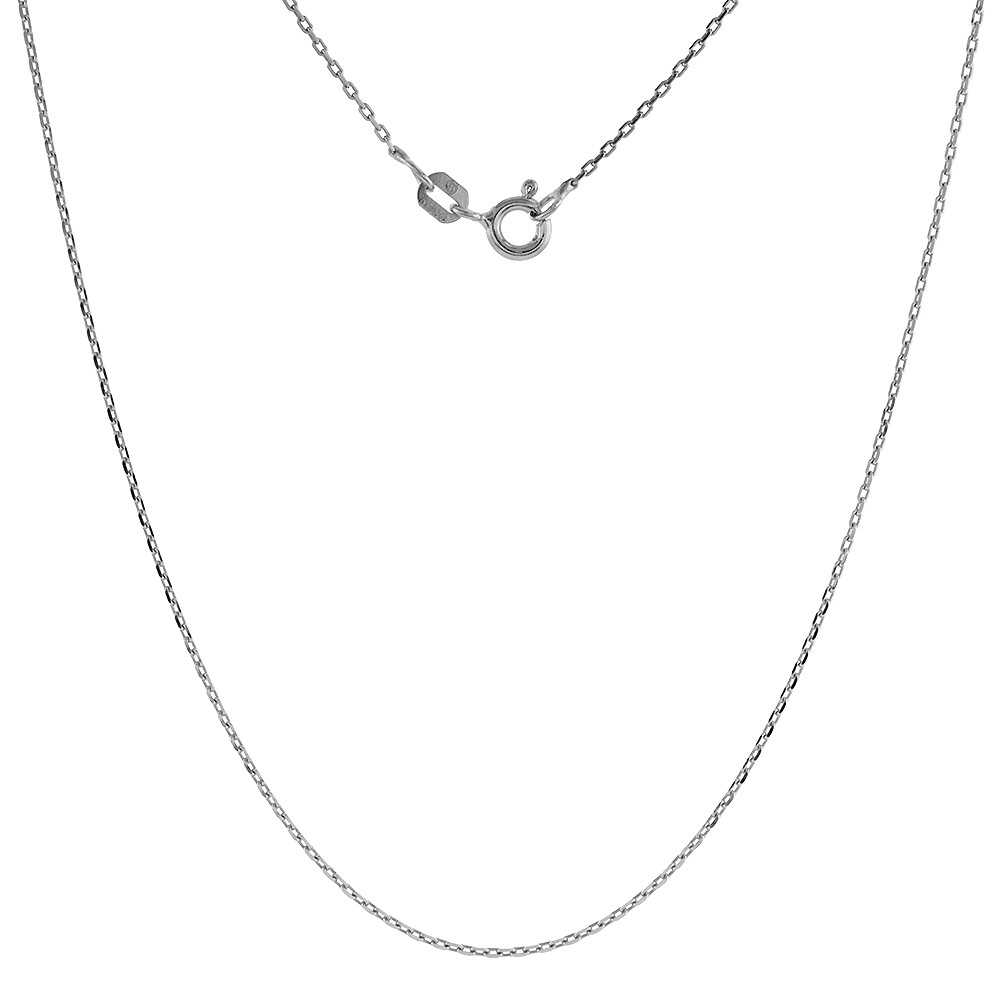 925 Sterling Silver Thin Beveled Boston Cable Link Chain Necklace 1mm 18″ to 24″