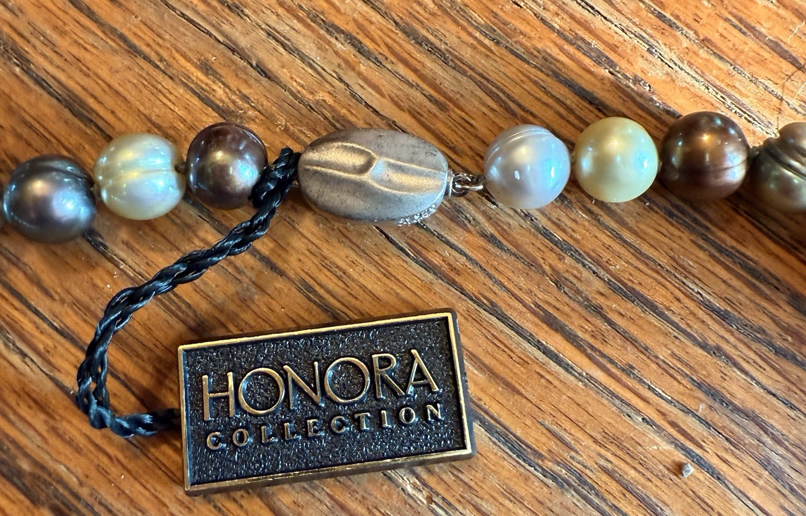 Honora Pearl Necklace Champagne Green Brown