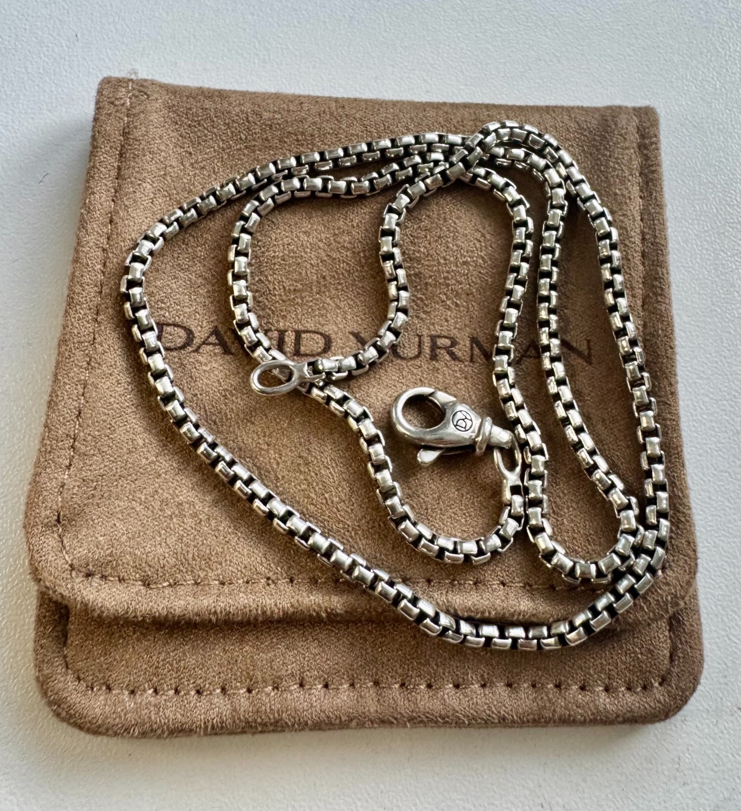 David Yurman Sterling Silver 2.7mm Box Chain Necklace 18″ Authentic Excellent