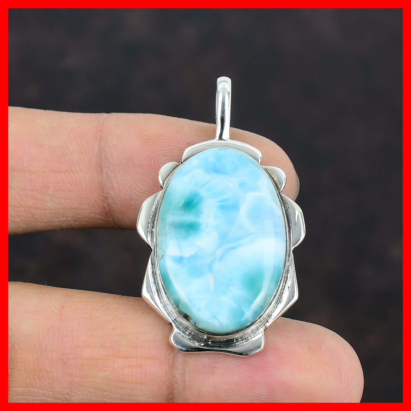 Throat Chakra Larimar Gemstone 925 Silver Engagement New Sister Birthday Pendant
