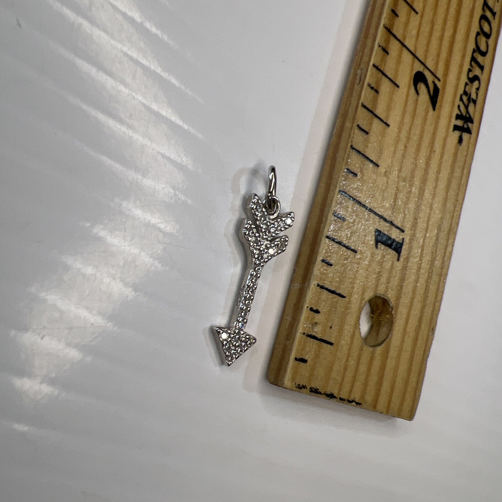 925 Sterling Silver Retro Charm Pendant Arrow Pave CZ Crystals Love