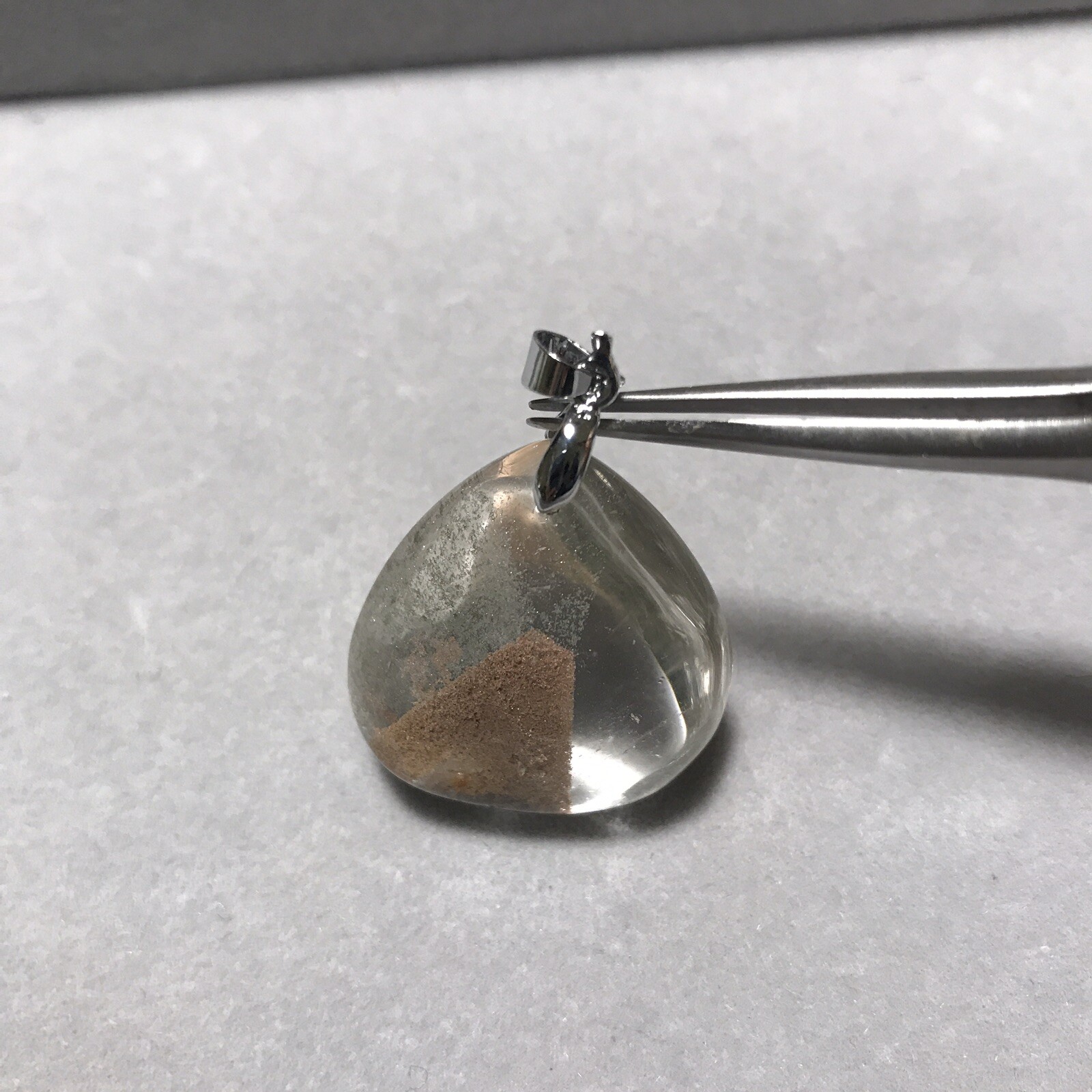 US SELLER Natural Brown Phantom Quartz Pendant Teardrop Brazil Crystal Gem Stone