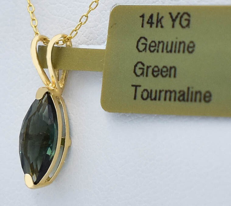 GENUINE 1.26 Cts GREEN TOURMALINE PENDANT 14k YELLOW GOLD – Free Appraisal