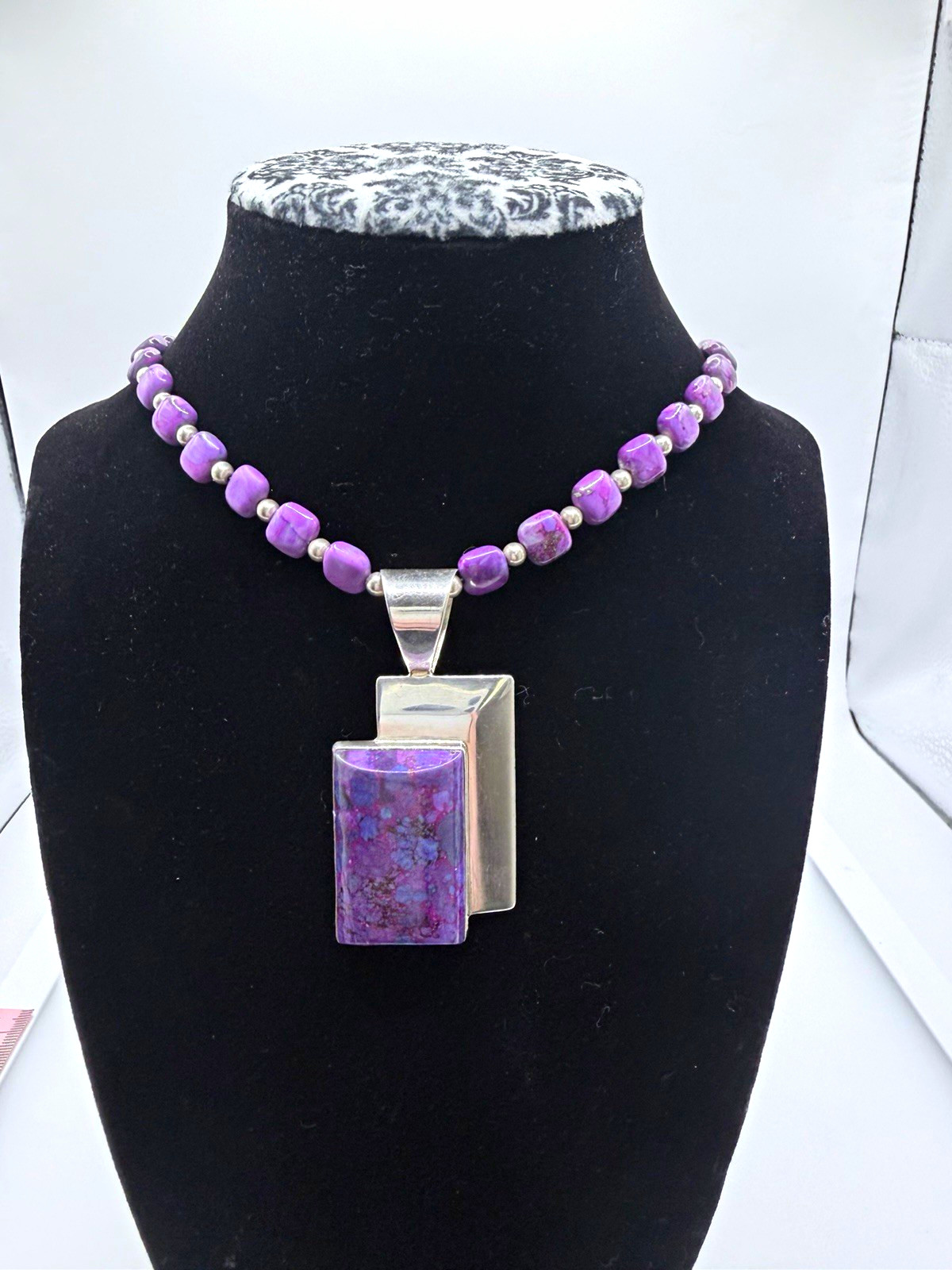 Jay King DTR Sterling Silver Sugilite Statement Pendant Necklace 925 44.6g