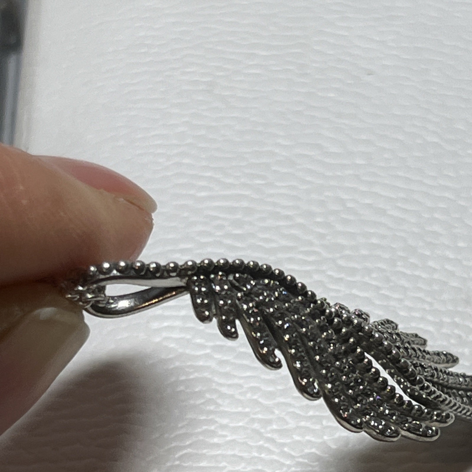 Genuine Pandora Silver Majestic Feathers Pendant Necklace 70cm