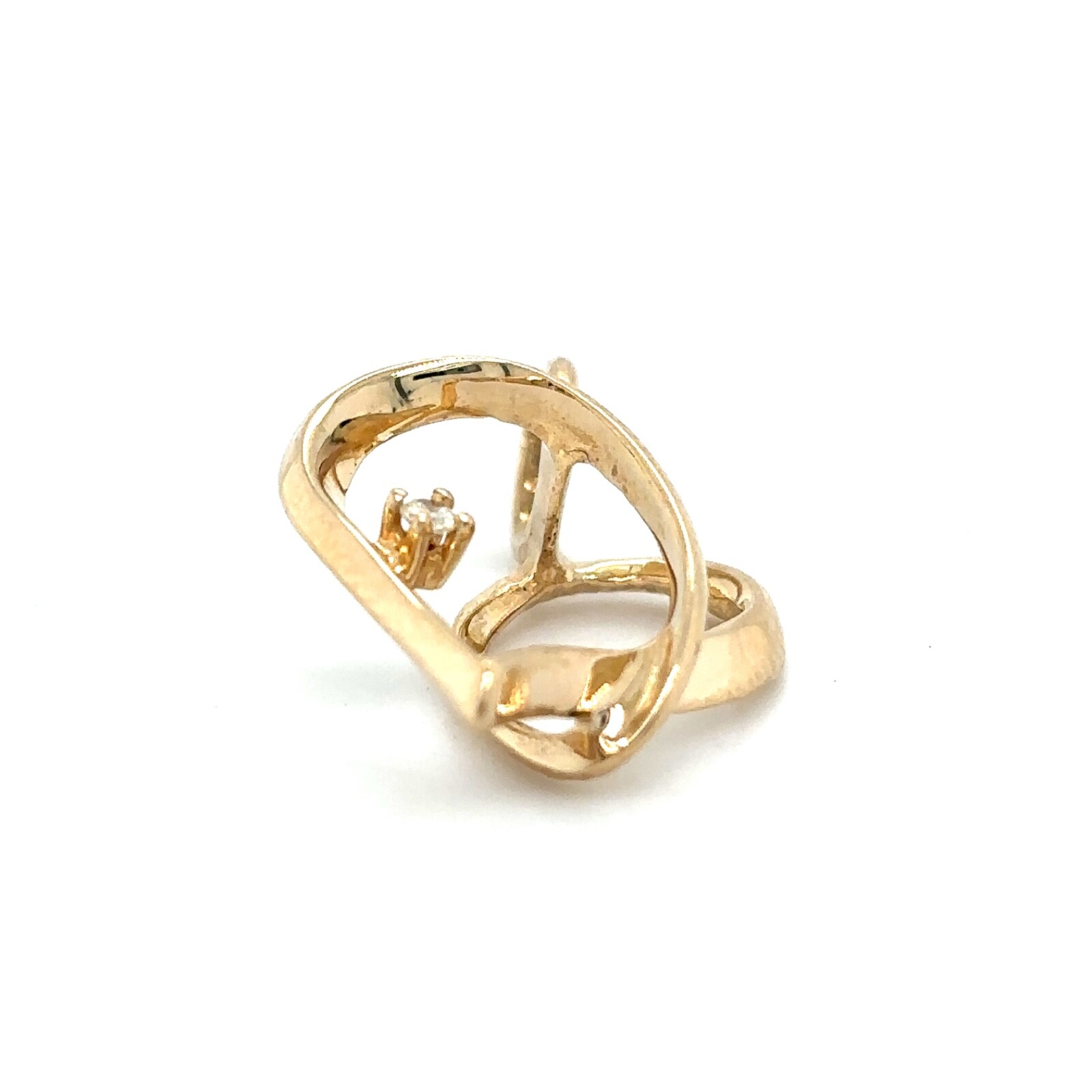 14k Yellow Gold Diamond Accent Heart Pendant 1.6g 0.75 in