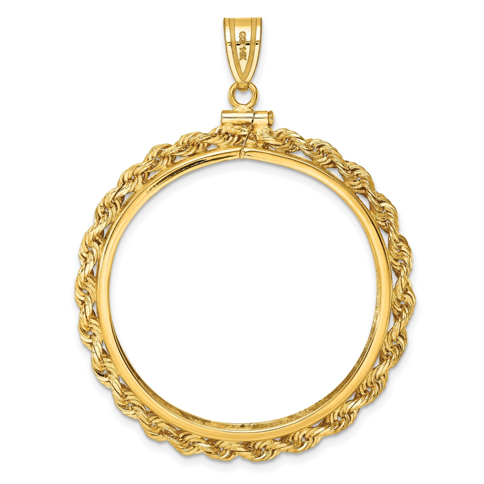 1921-1947 Mexico Centenario 50 Pesos Screw Top Small Knot Coin Bezel in 14k Gold