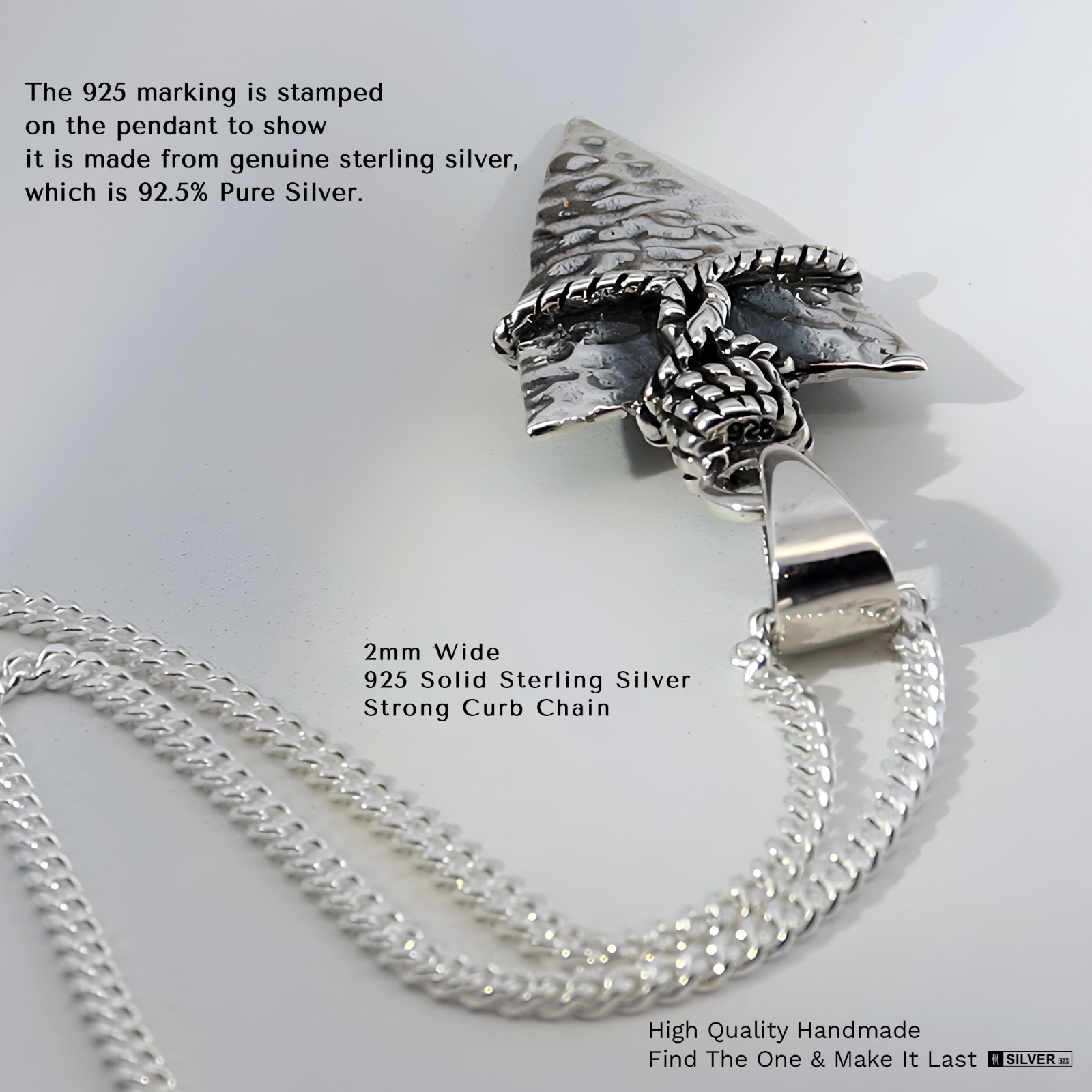 925 Silver Rune Arrowhead Necklace – Oxidised Viking Pendant