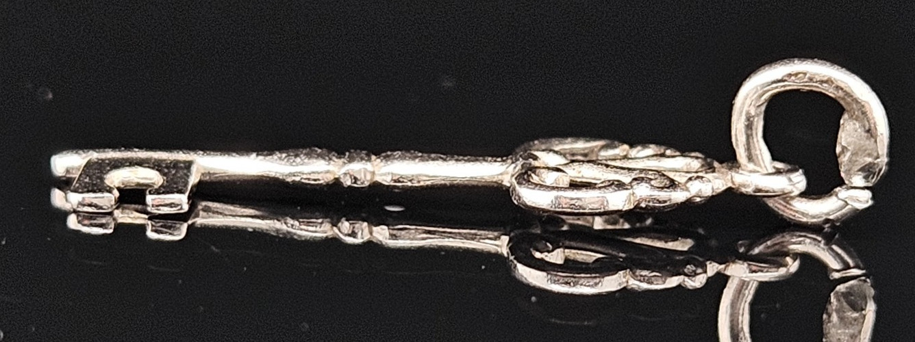 Sterling Silver SKELETON KEY Charm Pendant Vintage