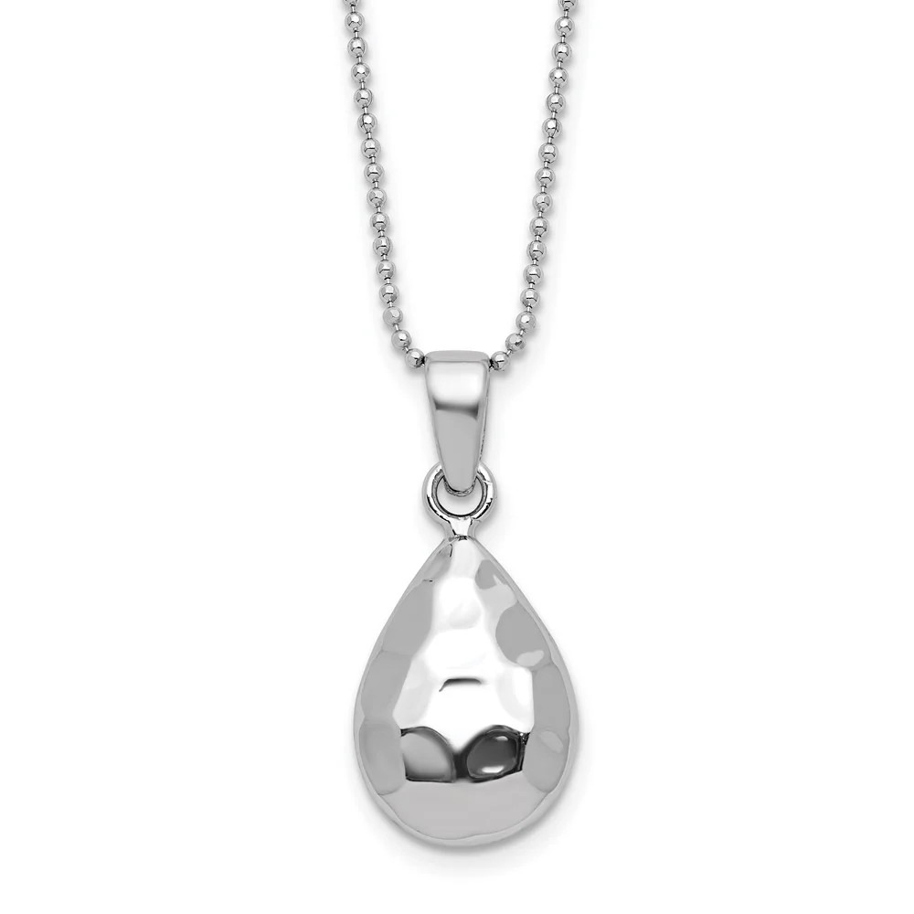 Sterling Silver RH-Plated Hammered Pendant Necklace